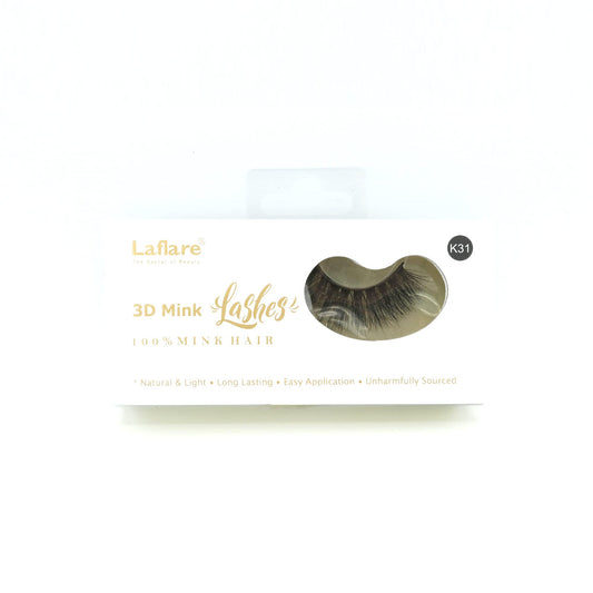 Laflare 3D mink lashes K31 closeup, natural and lightweight.