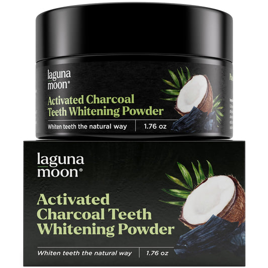 Front view of Lagunamoon Activated Charcoal Teeth Whitening Powder 50g
