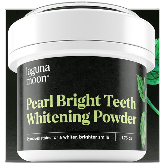 Jar of Lagunamoon Teeth Whitening Powder 50g with spearmint flavor