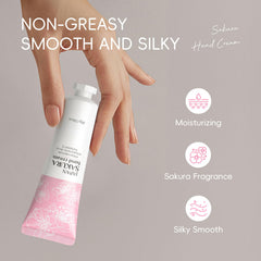 LAIKME Sakura extract hand cream close-up showing delicate floral scent.