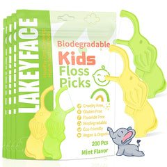 Lakeyface elephant-design mint-flavored kids flossers in two colors (pack of 4)