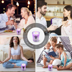 Lamway lavender candle on a holiday table lighting mood.