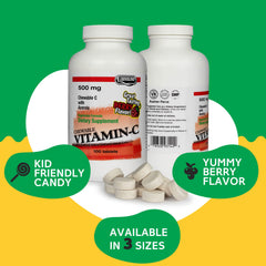 Kosher and USA-made Landau Vitamin C chewables label