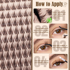LANFLOWER Lanflower Brown Lash Clusters Kit Durable & Reusable with proper care