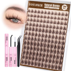 LANFLOWER Lanflower Brown Lash Clusters Kit Fairy Eyelash creates a delicate criss-cross effect for day-to-night wear