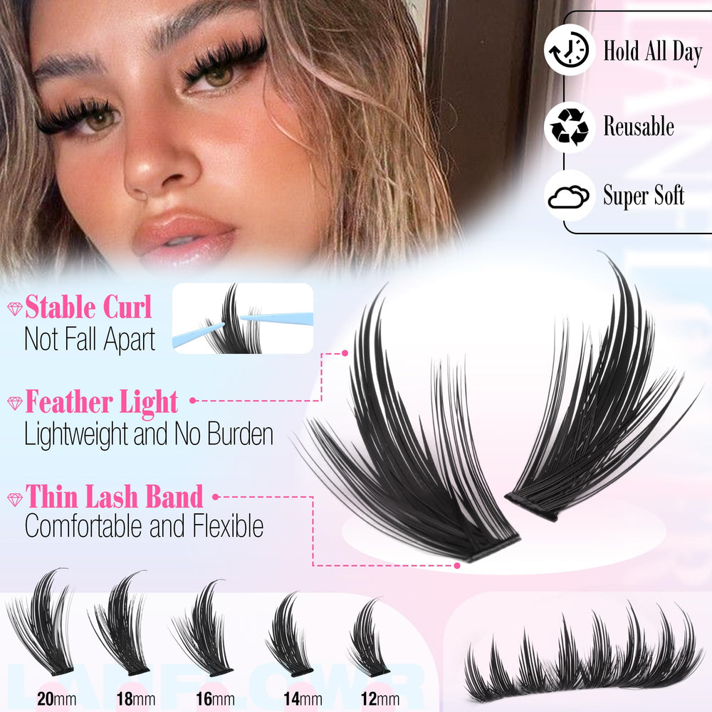 Lanflower wispy 3D lash clusters add natural movement