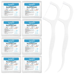 Lanjue 800-count dental floss picks in eight transparent boxes