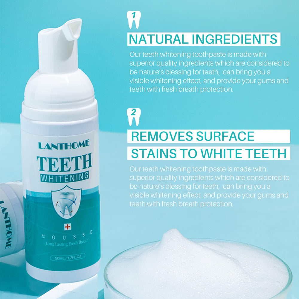 Peppermint-flavored teeth whitening foam application