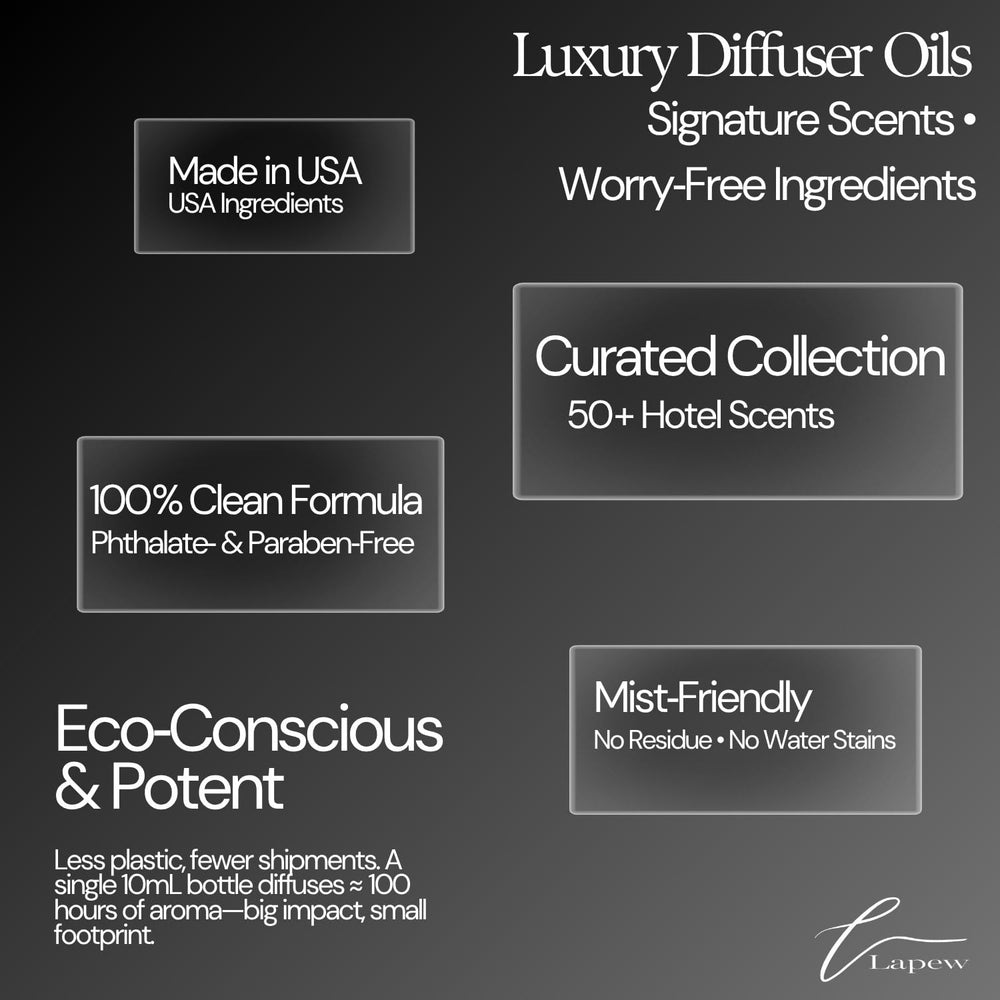 Label close-up of LaPew diffuser oil packaging