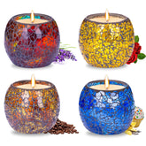 Larcenciel mosaic glass candle rose glows softly for romantic evenings.