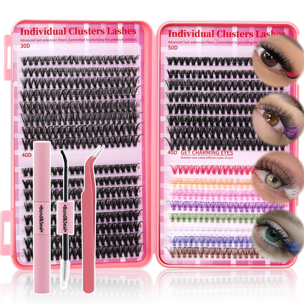LASHSUN colored cluster kit lashes close-up for natural wispy look