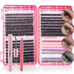 LASHSUN colored cluster kit lashes close-up for natural wispy look