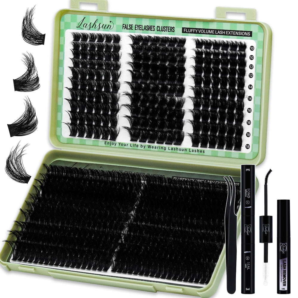LASHSUN WL+200D lash cluster kit visual bundle for easy DIY application.