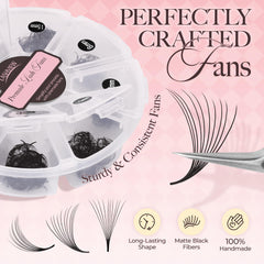 LASHVIEW premade fans with 10D-0.07C curl for fuller look.