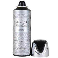 Lattafa Fakhar Men bottle side view highlighting a sleek gym-ready design