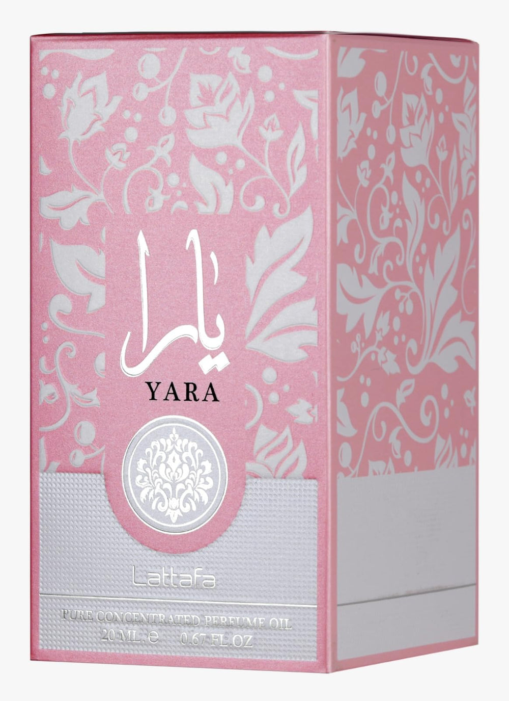 Compact Lattafa Yara bottle with packaging for on-the-go use.