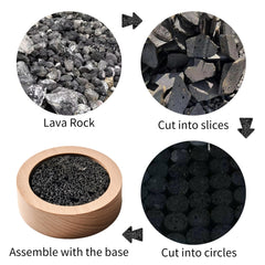 Lava rock diffuser on a desk in a workspace