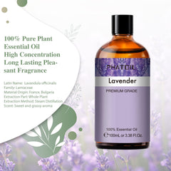 PHATOIL lavender essential oil packaging in UV-resistant amber bottle