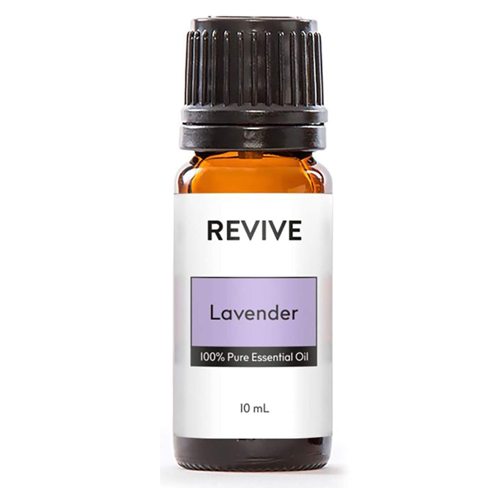 Lavender essential oil bottle labeled Revive Therapeutic Grade