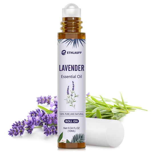 Lavender Essential Oil Roll-On bottle in amber glass