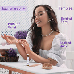 Relaxation concept with lavender roll-on and calming imagery