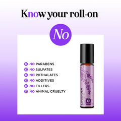 On-the-go lavender essential oil roller being applied