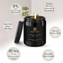 Luxurious masculine candle packaging showing gold line on black box