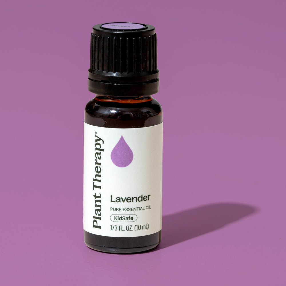 Lavender oil bottle with Plant Therapy label