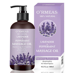 Bottle of lavender and peppermint massage oil