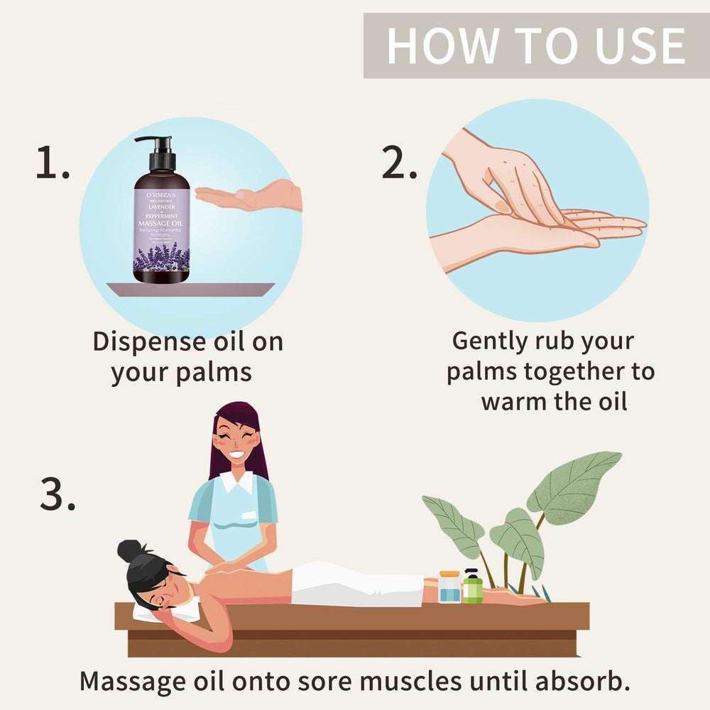 10.2 fl oz bottle of lavender and peppermint massage oil