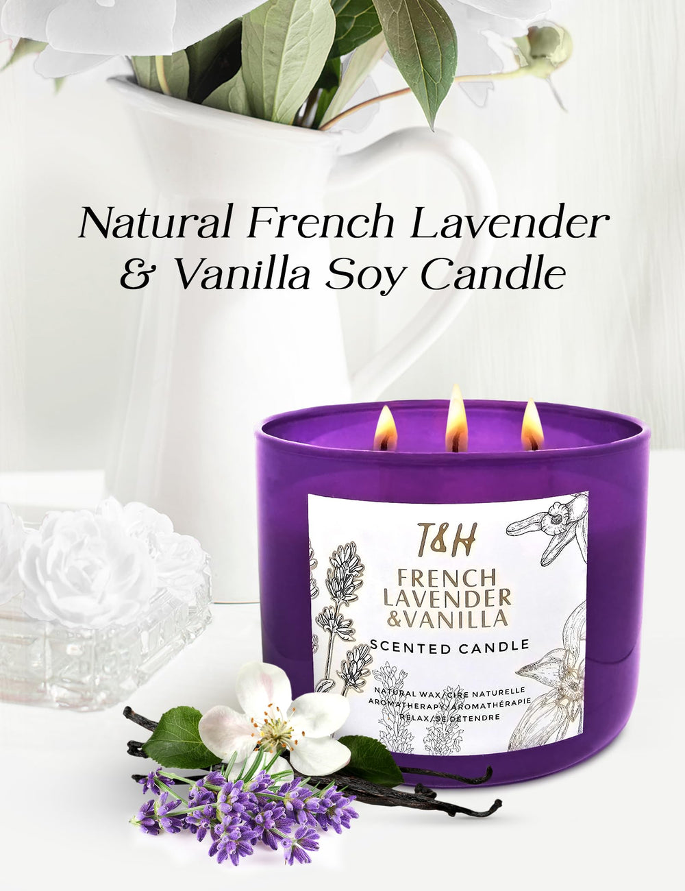 Reusable purple jar styled as a decorative vase after burning.