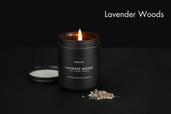 Close-up of the fragrance notes: lavender and wood