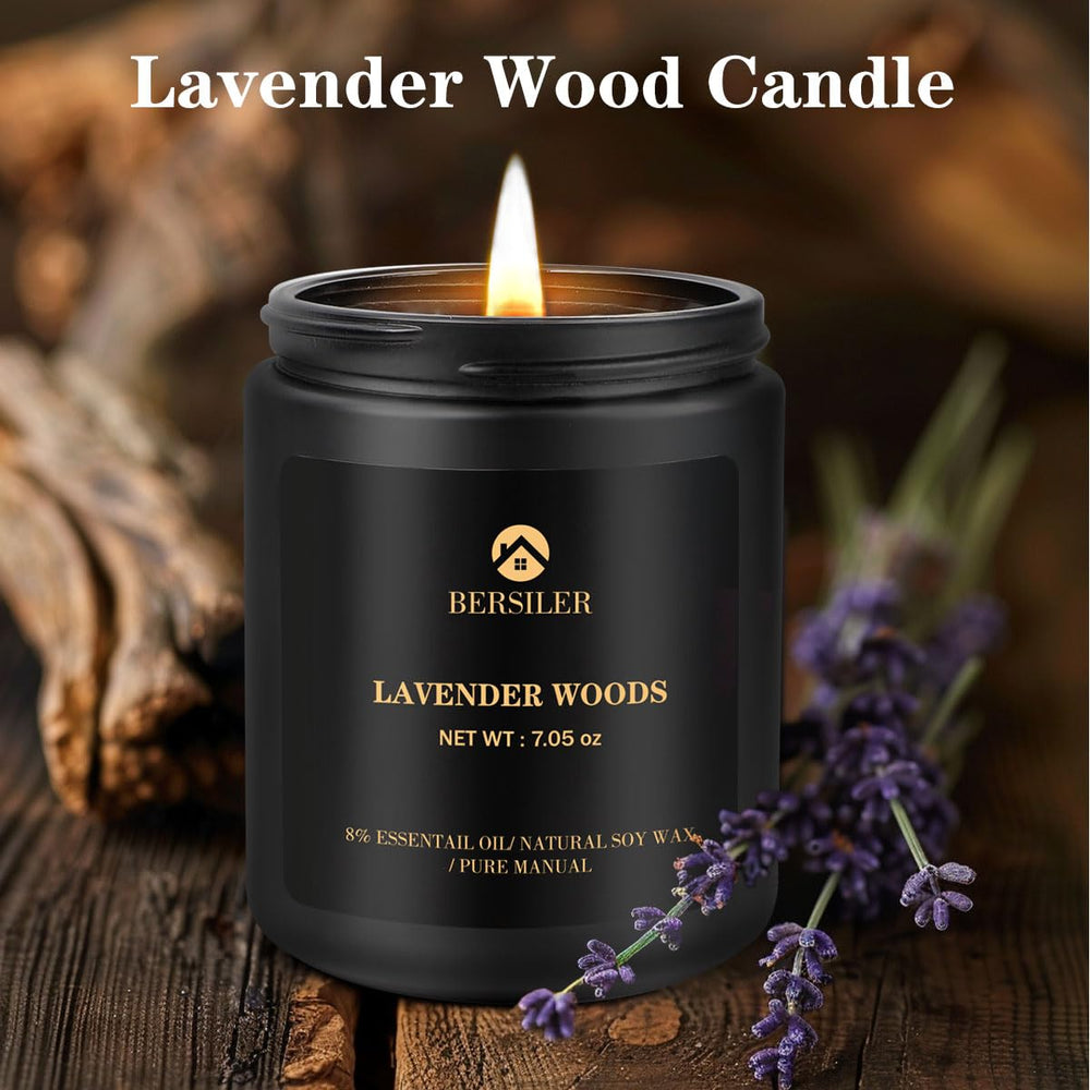 Lavender wood scented candle for home decor