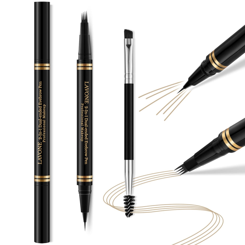 LAVONE 4-tip microblade eyebrow pen creates natural hair-like strokes.
