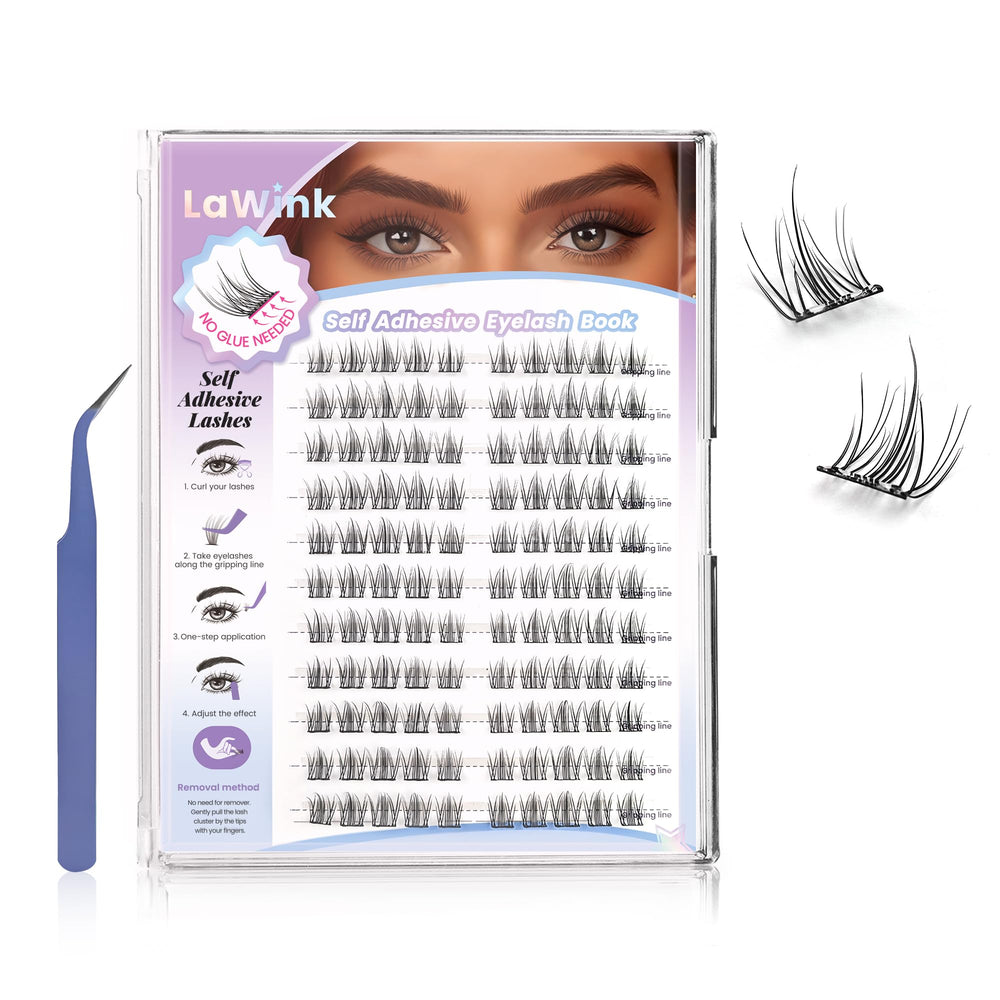 LAWINK Camellia pre-glued lash clusters for fast, glue-free application under natural lashes.