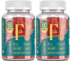 Lazpowfi Biotin Gummies bottle with strawberry flavor boosts daily hair and nail wellness.
