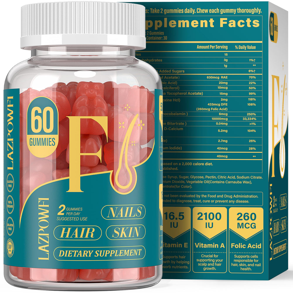 Lazpowfi Biotin Gummies bottle front label