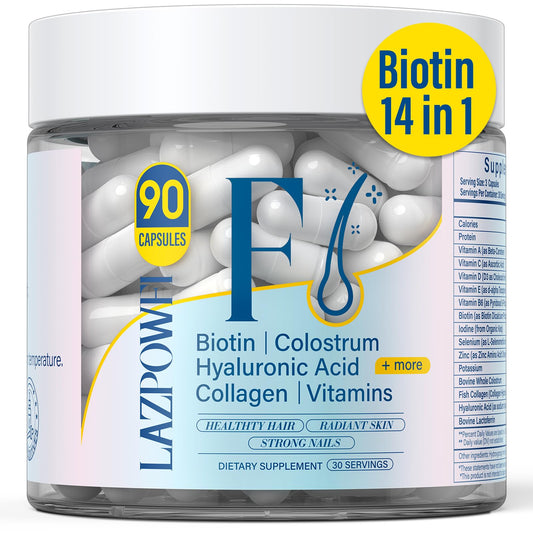 Lazpowfi Hair Skin and Nails Vitamins bottle on white background