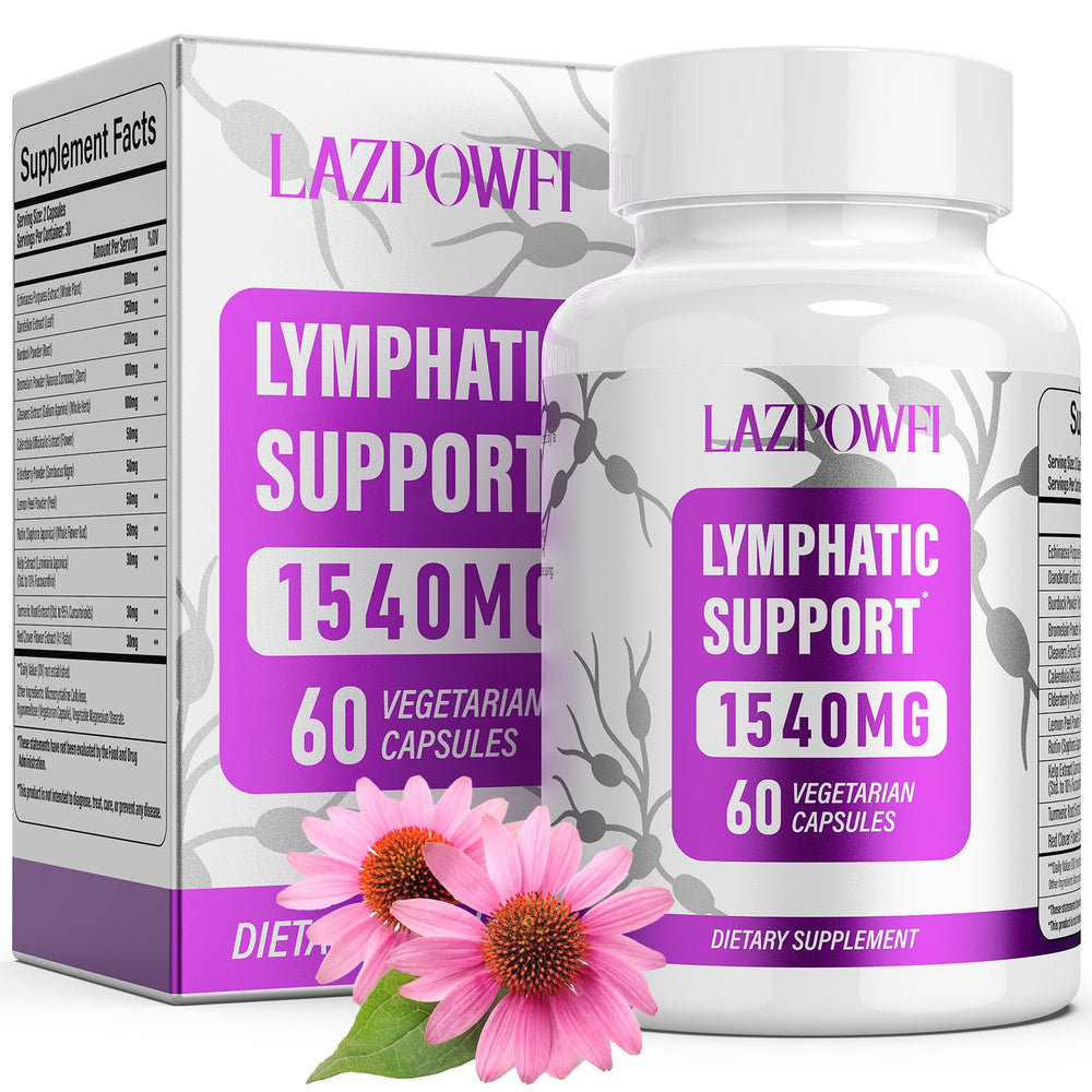 Lazpowfi Lymphatic Drainage bottle displaying 60 capsules