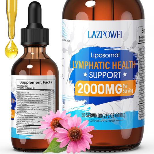 Lazpowfi Liposomal Lymphatic Drops strawberry flavor bottle, 2 oz