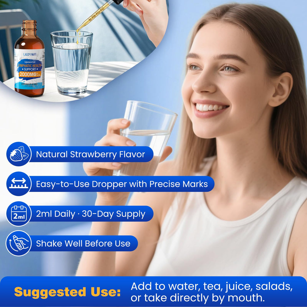 Lazpowfi Liposomal Lymph Drops daily dose being measured for convenience
