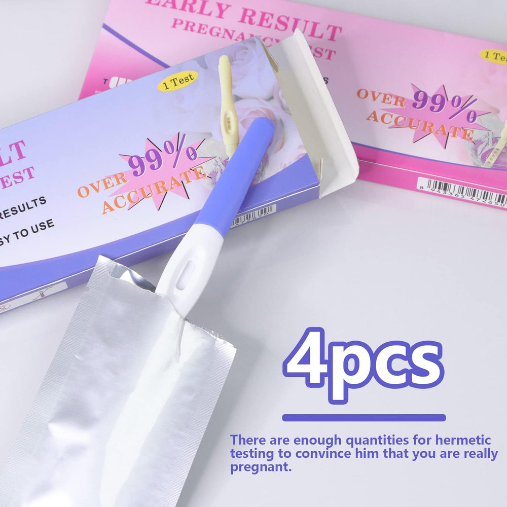 Front view of LE TOOTER fake pregnancy test 4 pack box
