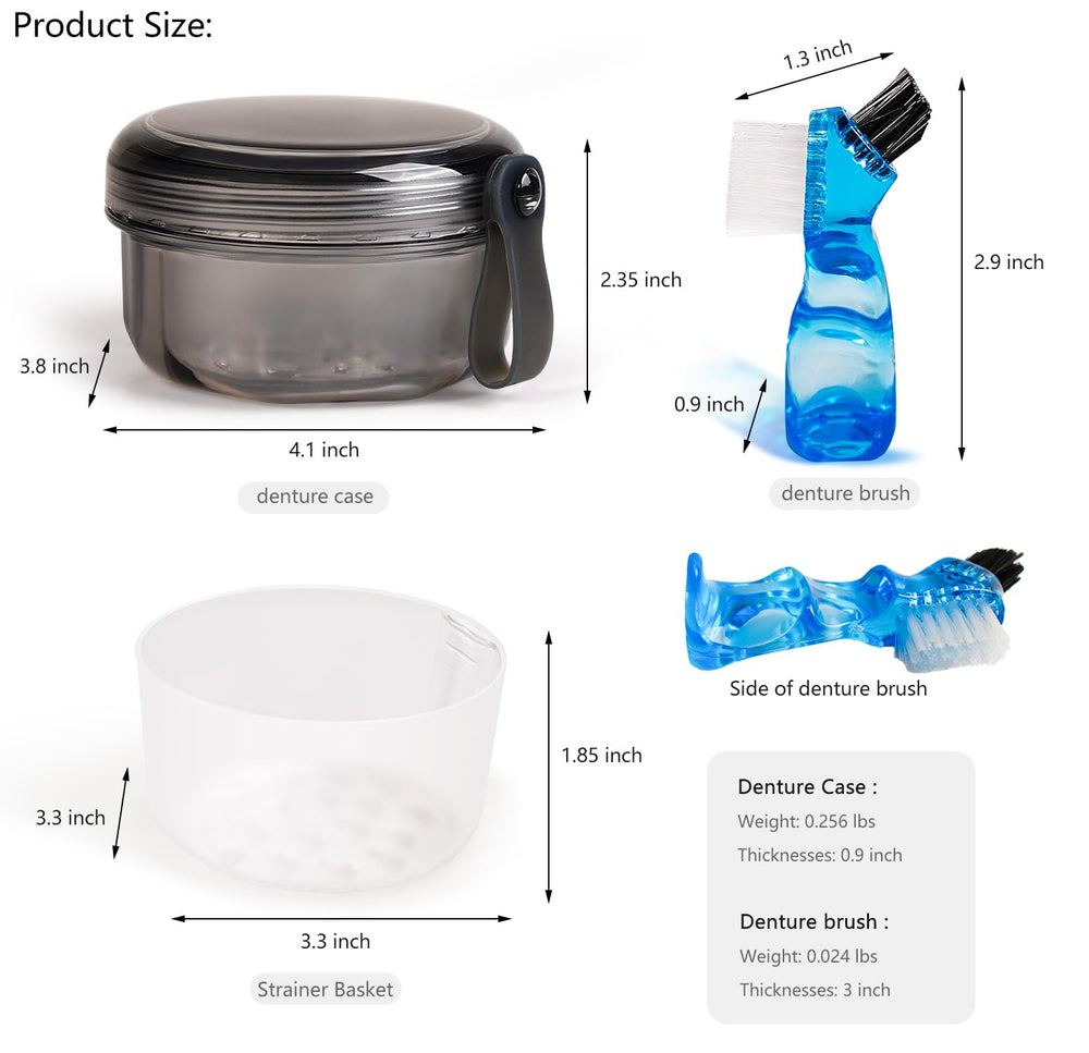 Detachable drain basket inside the denture case