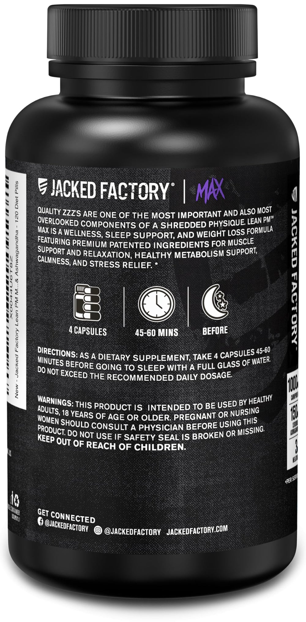 Lean PM Max bottle labeled 120 diet pills
