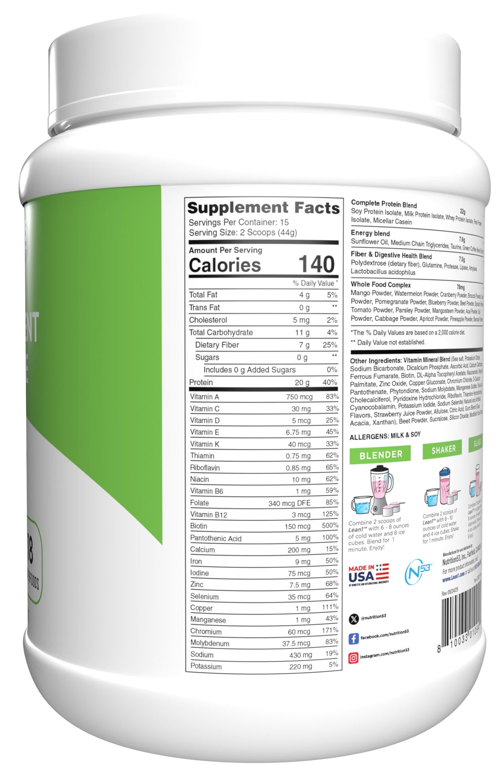 LEAN1 strawberry shake glass showing appealing texture