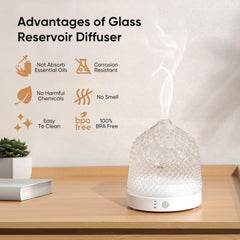 Diamond-pattern glass cover design for the diffuser