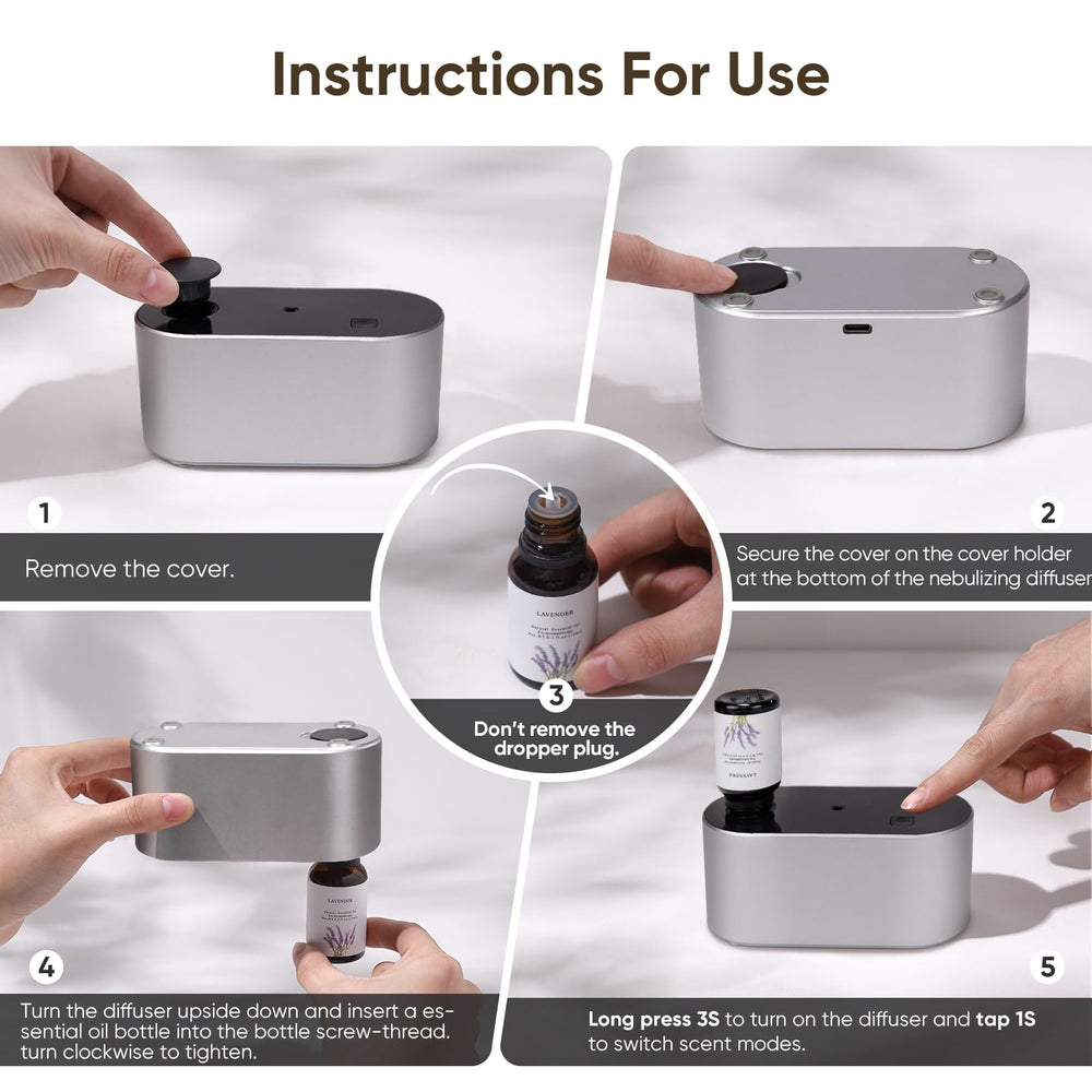 Portable cordless diffuser in a bedroom/desk setup