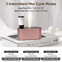 Battery-powered diffuser showing mist cycle modes
