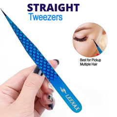 Leenax volume tweezers blue 14cm for efficient lash handling.