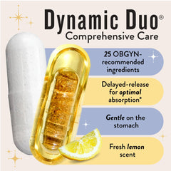 Prenatal vitamins featuring folate, iron, B6, DHA, and choline